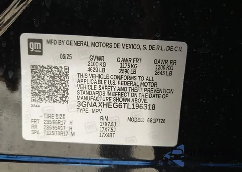 2026 Chevrolet Equinox Fwd Lt from USA, damaged, VIN 3GNAXHEG6TL196318